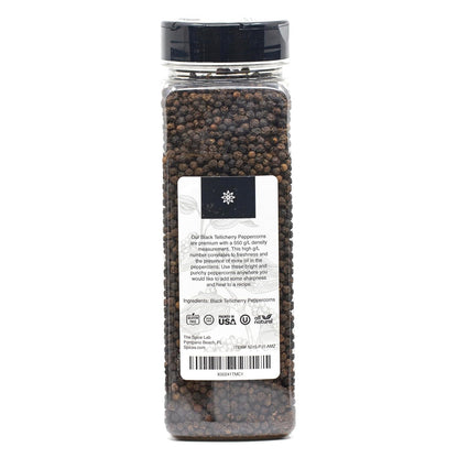 The Spice Lab - Black Tellicherry Peppercorns for Grinder Packed in the USA - Steam Sterilized Kosher Non-GMO All Natural Black Pepper 5015 (18 Ounce Tub)