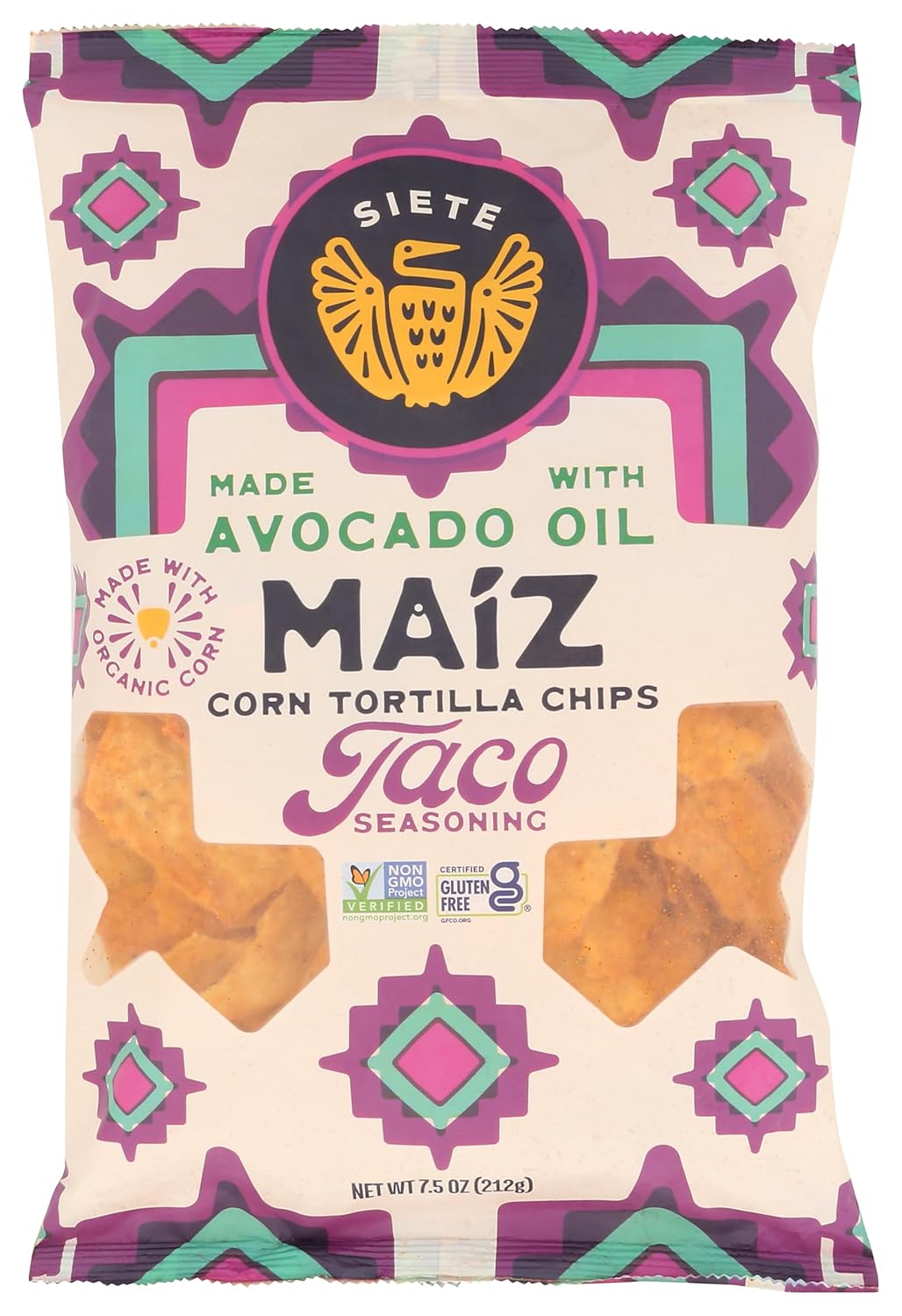 Siete Family Foods Taco Seasoning Maiz Tortilla Chips, 7.5 OZ