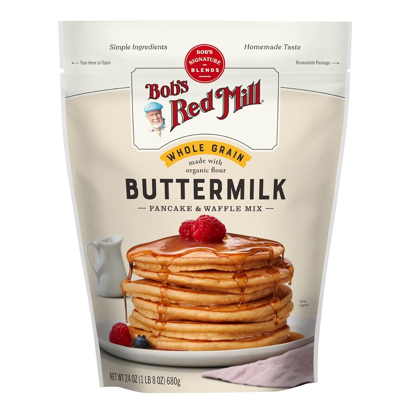 Bob's Red Mill Organic Buttermilk Pancake & Waffle Mix, 24oz (Pack of 1) - Kosher