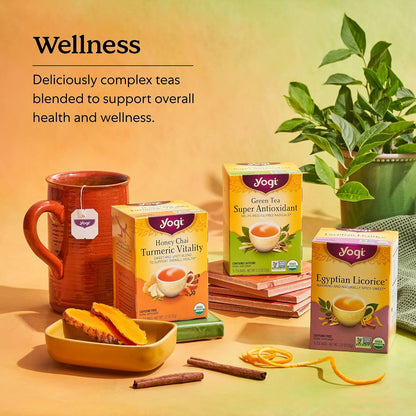 Yogi Tea Green Tea Super Antioxidant - 16 Bags per Pack (4 Packs) Organic Antioxidant Support