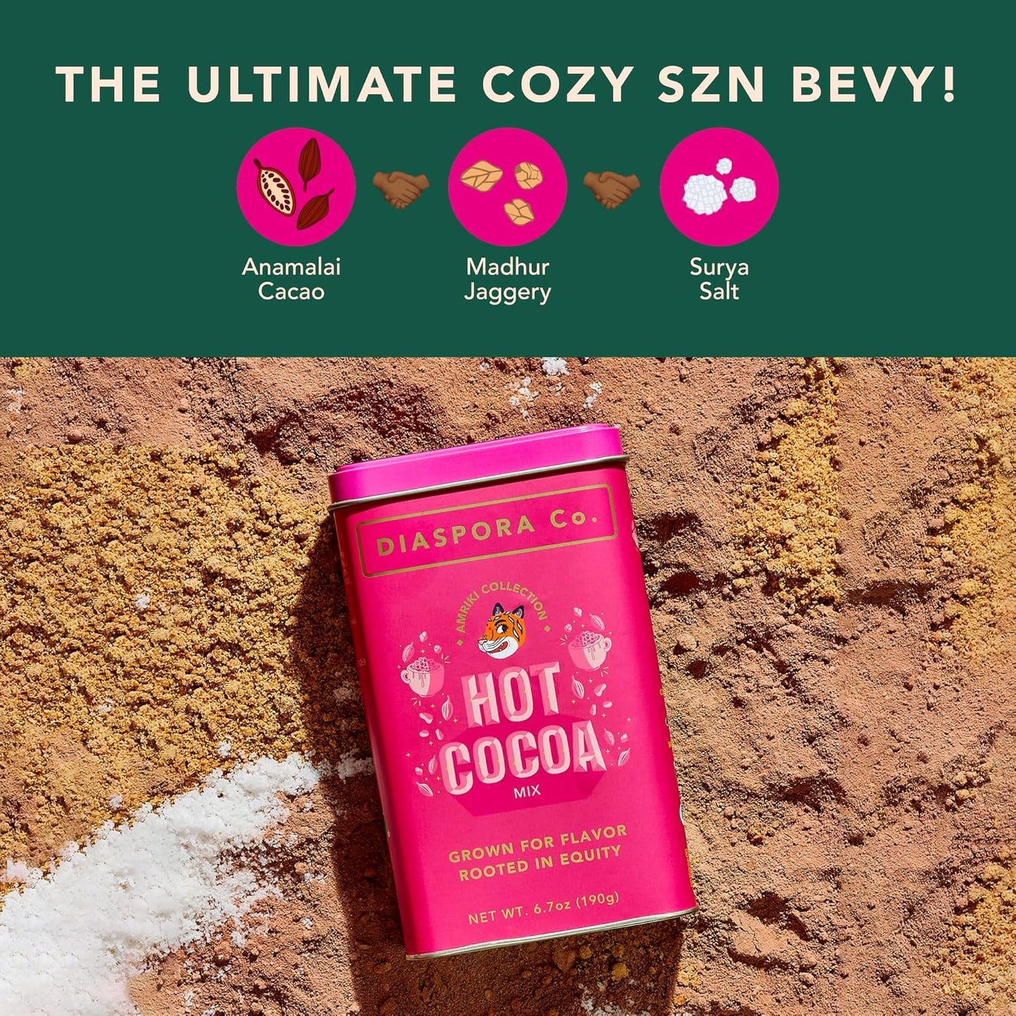 Diaspora Spice Co. Hot Cocoa Mix – Single-Origin Cacao Hot Chocolate with Jaggery – Rich, Smooth Drinking Chocolate for Cozy Drinks, Lattes & Dessert (Vegan, Gluten-Free)