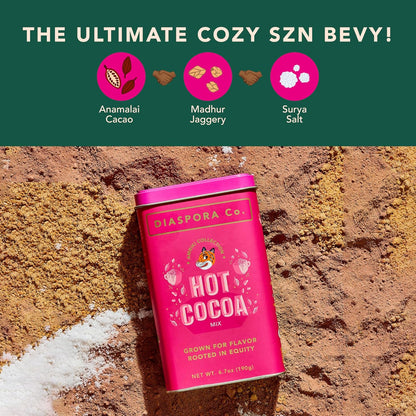Diaspora Spice Co. Hot Cocoa Mix – Single-Origin Cacao Hot Chocolate with Jaggery – Rich, Smooth Drinking Chocolate for Cozy Drinks, Lattes & Dessert (Vegan, Gluten-Free)