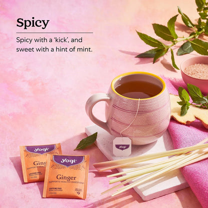 Yogi Tea Ginger - 16 Bags per Pack (4 Packs) - Organic Digestive Support Tea - Includes Ginger Root, Lemongrass, Licorice Root, Peppermint Leaf & Black Pepper