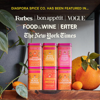 Diaspora Co. Masala Chai Loose Leaf Tea – Authentic Indian Spiced Black Tea with Single-Origin Cardamom, Ginger & Cinnamon – Fresh, Small-Farm Sourced Chai Blend for Latte & Milk Tea (175g Tin)