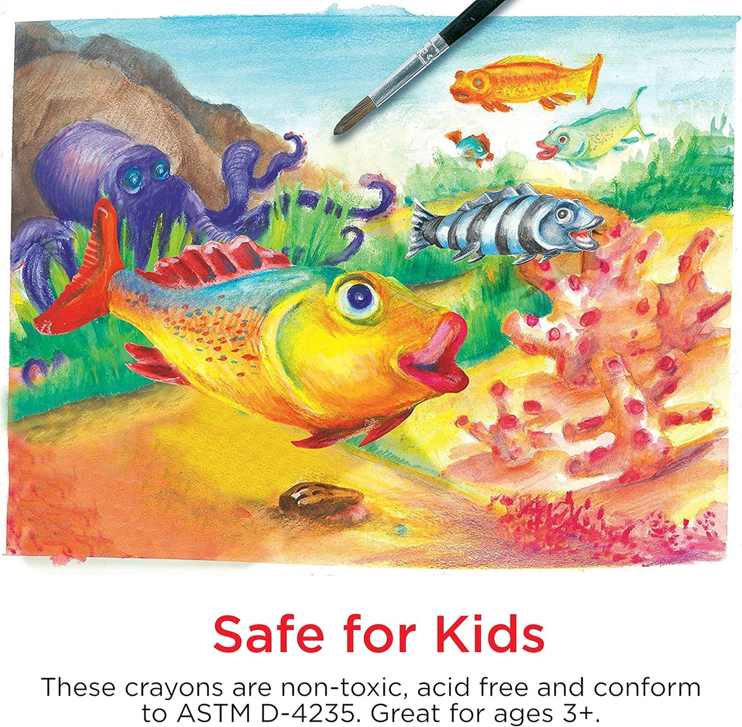 Faber-Castell Watercolor Crayons with Brush, 15 Colors - Premium Quality Art Supplies for Kids
