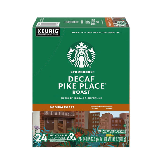 Starbucks Pike Place Decaffeinated Coffee Single-Serve K-Cup, 24 Count