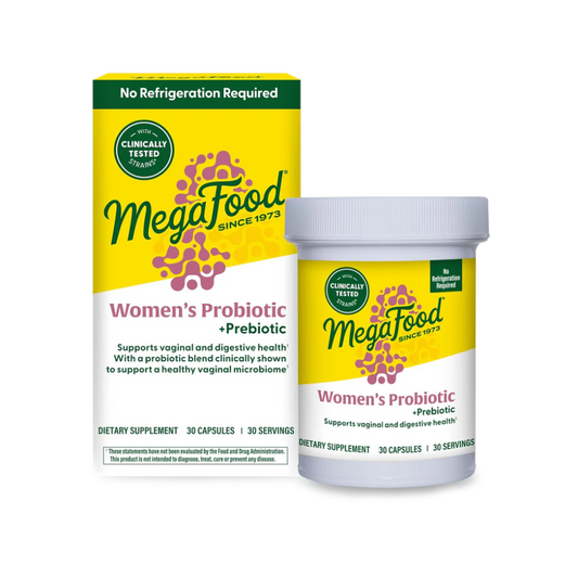 MegaFood Womens Probiotic + Prebiotic - Gluten-Free Prebiotics and Probiotics for Women, Supports Digestive Health & Regularity, Vaginal Probiotics for Healthy pH Levels, Vegetarian - 30 Capsules